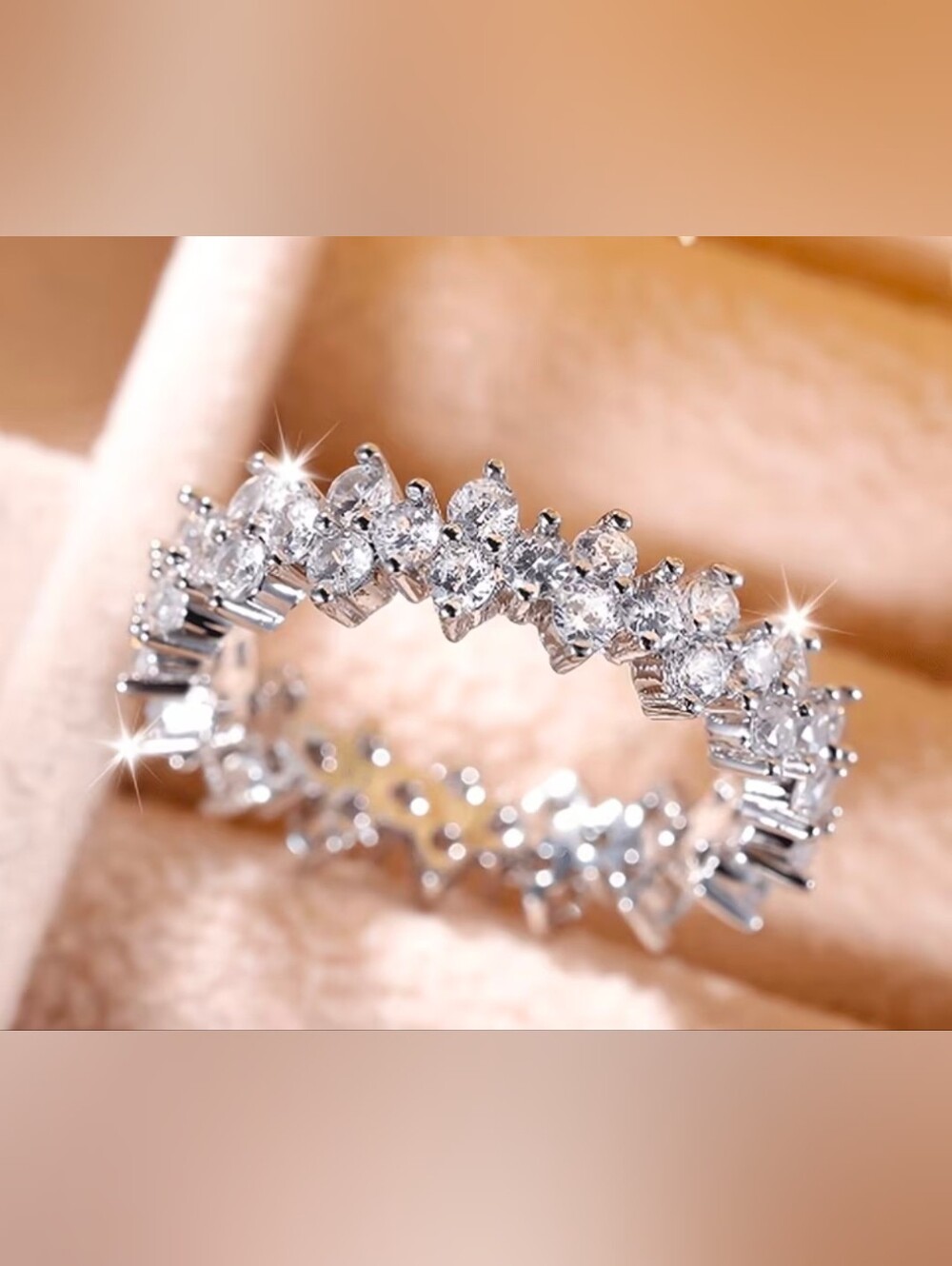 $8 Each Or Bundle 5/$20 Sparkling Silver-Toned Crystal Eternity Ring